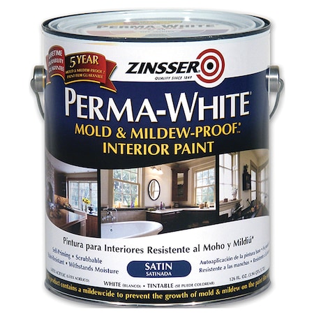 Zinsser Interior Paint, Satin, White, 12 oz 02711